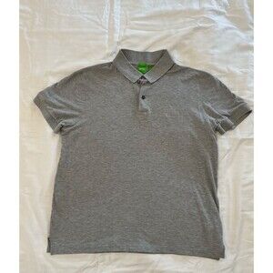 BOSS Hugo Boss Polo Shirt Mens XL Grey Green Label Modern Fit Pique Short Sleeve